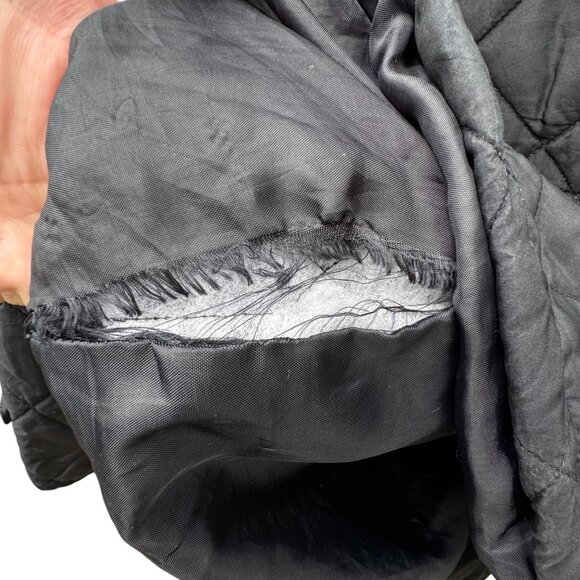 Clio Vintage Womens Black Quilted Jacket Button Front Pockets Drawstring Waist M - Picture 5 of 13
